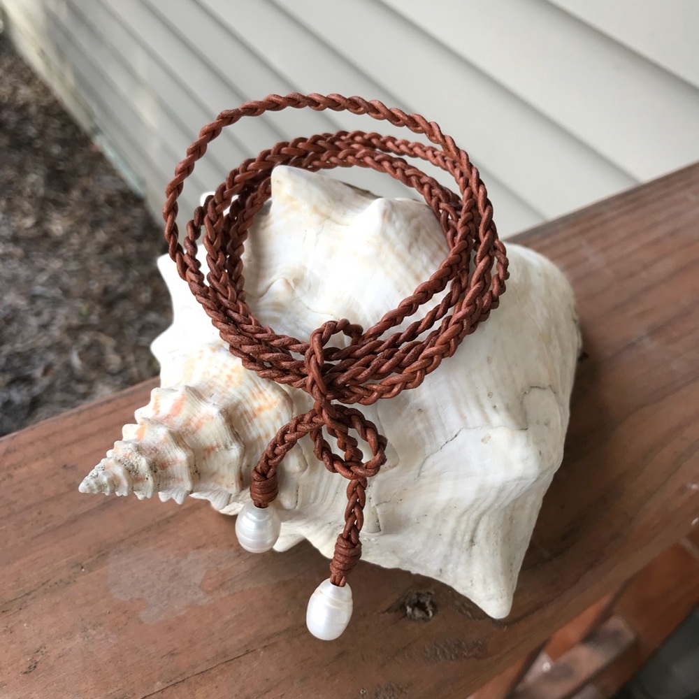 Wrap bracelet or necklace with freshwater pearls